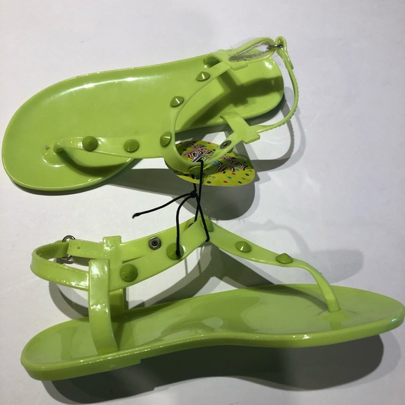 📦big girls size 1/2 jelly flip flop green neon - Picture 3 of 3